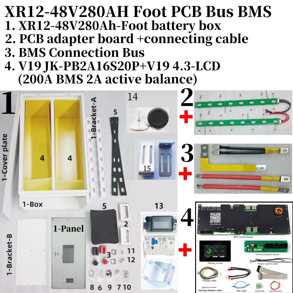 Image of EU Lager Lifepo4 Lithium-Batterie BOX DIY Kit Für EVE CATL 280AH 314AH JK Inverter BMS V19 4,3 LCD XR12 Batterie BOX