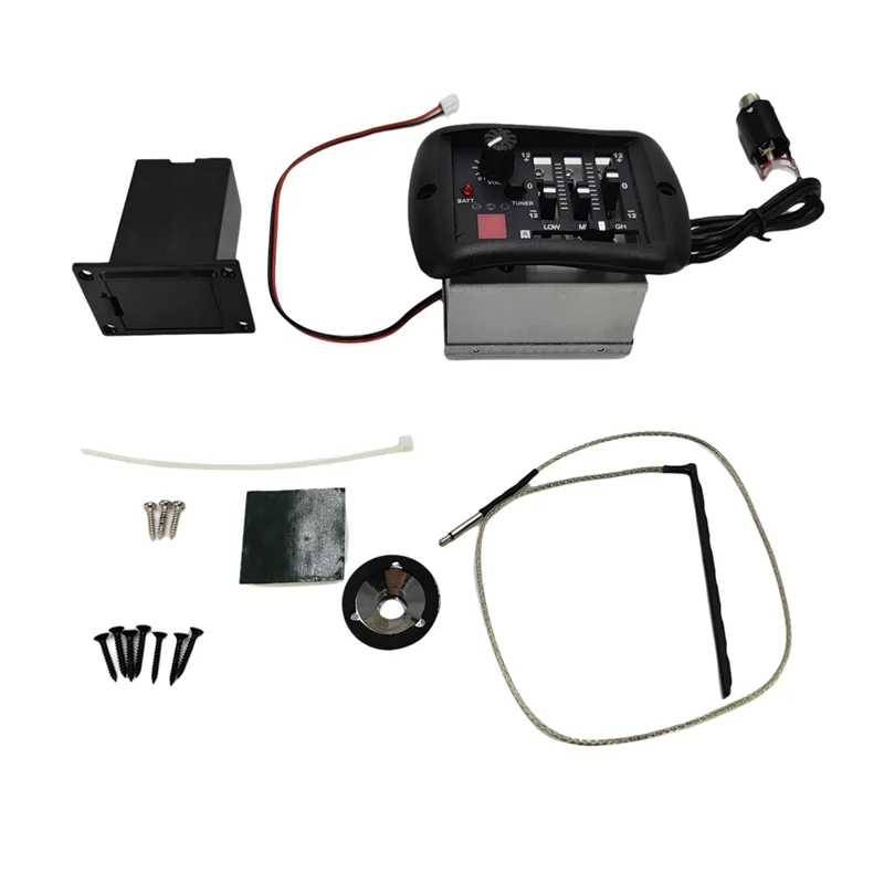 A69P-4-Bands eq equalizador guitarra acústica pré-amplificador piezo captador com sistema sintonizador latão endpin jack para guitarra folk