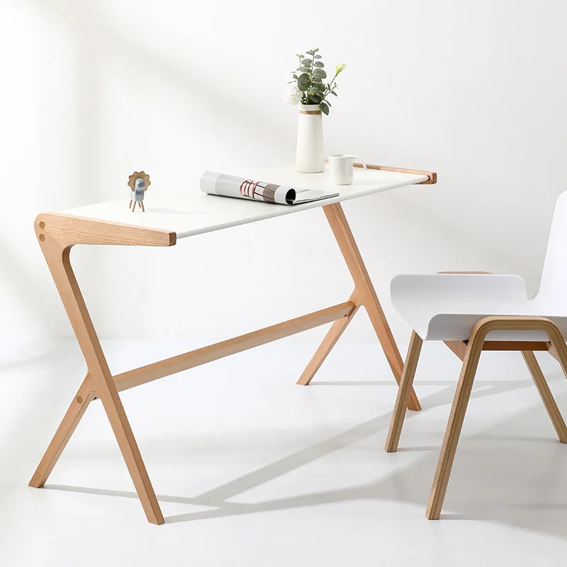 Study solid wood desk Small apartment desk Household study table against the wall