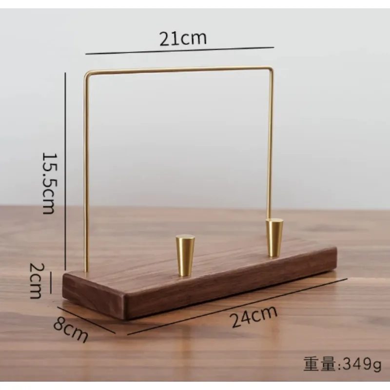 Walnut Wood Vinyl Record Display Stand, Brass Desk LP Storage Holder for Albums