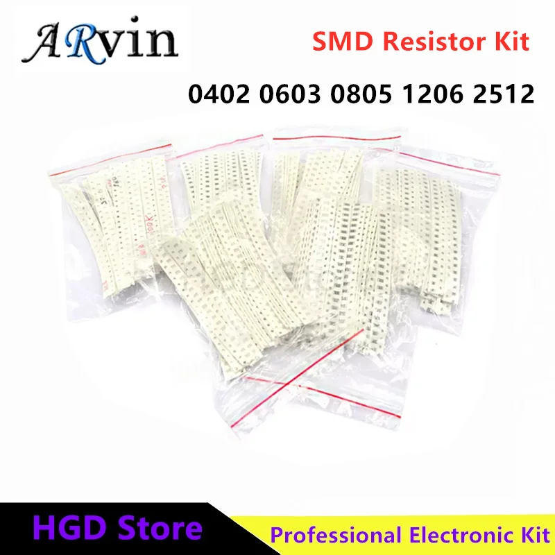 SMD Resistor Kit 1% 1206 0402 0603 0805 1R - 1MR 0R - 10MR Alloy resistance 2512 100% New Chip Resistance Assorted Set