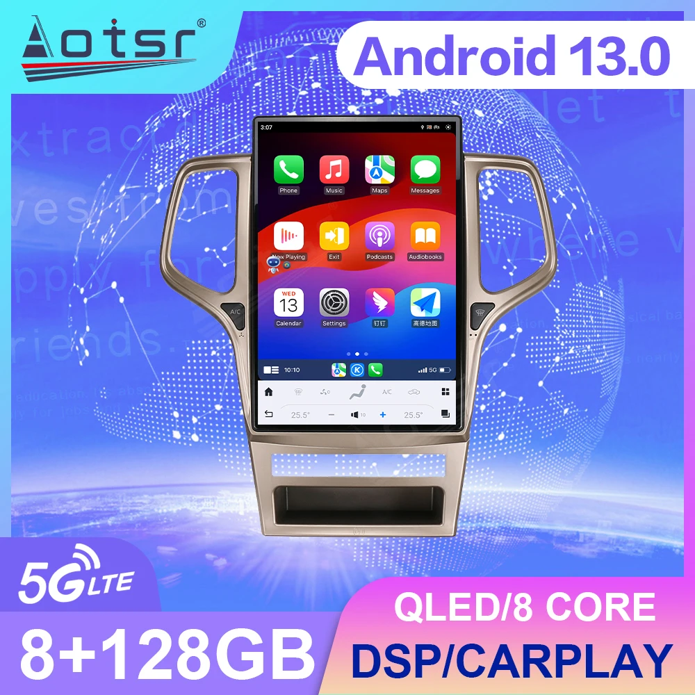 

14.4 Inches Screen Android 13 Auto Car Radio For Jeep Grand Cherokee 2011 2012 2013 Multimedia Carplay GPS Stereo Head Unit