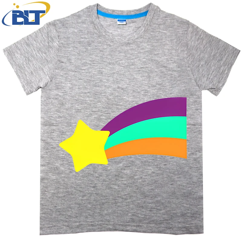 Camiseta con estampado de estrella de tiro para niños, top informal de manga corta de algodón, adecuado para niños y niñas, Verano