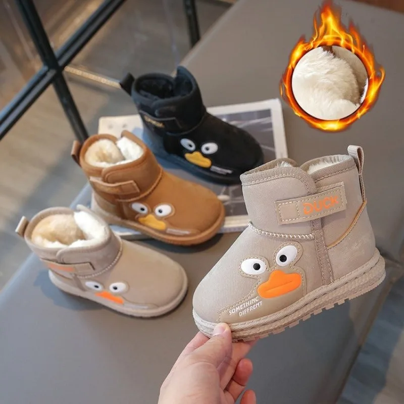 Children's Snow Boots 2024 Winter New Item for Boys and Girls Fur Integrated and Plush Thick Short Boots, Anti Slip Cotton Boots