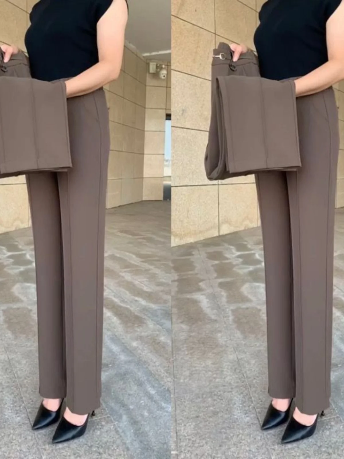 

High Waist Straight Leg Pants Ladies Casual Thin Loose Summer Fashionable Wide Leg Pants Elegant Mom Pants Seven/Nine Points