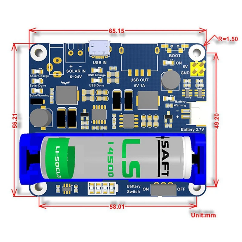 Waveshare modul manajemen daya untuk panel surya 6v-24v 5W 156 sel silikon monokristalin dengan MPPT