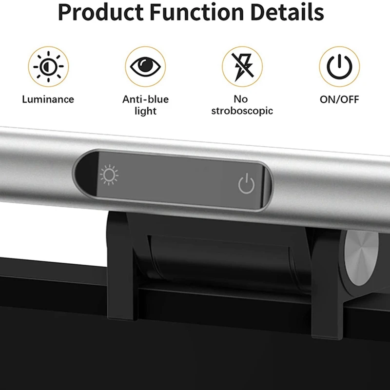 Imagem -04 - Lâmpada Pendurada para Monitor de Computador Usb Powered Screen Light Bar Light Touch Dimming Lâmpada de Mesa para Escritório e Casa