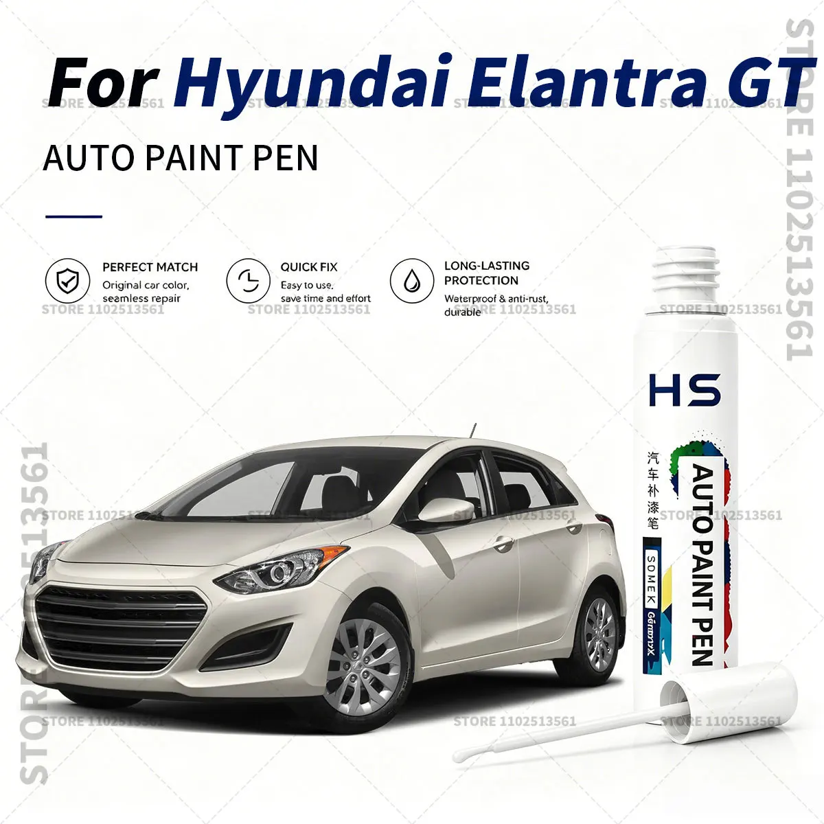 Car Paint Repair Pen Restores Original Factory Paint Finish For Hyundai Elantra GT Summit gray Black noirpearl Cceramic white