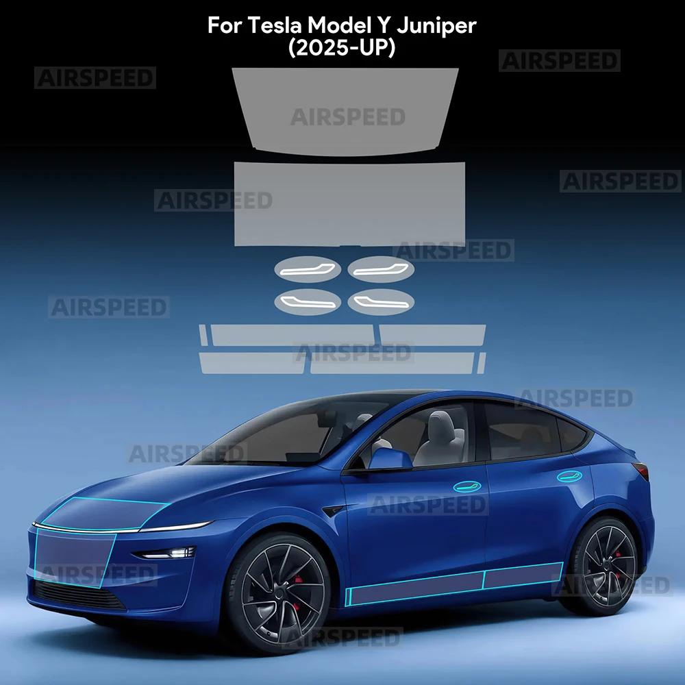 

Защитная пленка из ТПУ для Tesla Model Y Juniper Launch 2025 2026-UP, передняя дверь, задняя дверь, расширенный бампер, лампа, невидимый автомобиль PPF