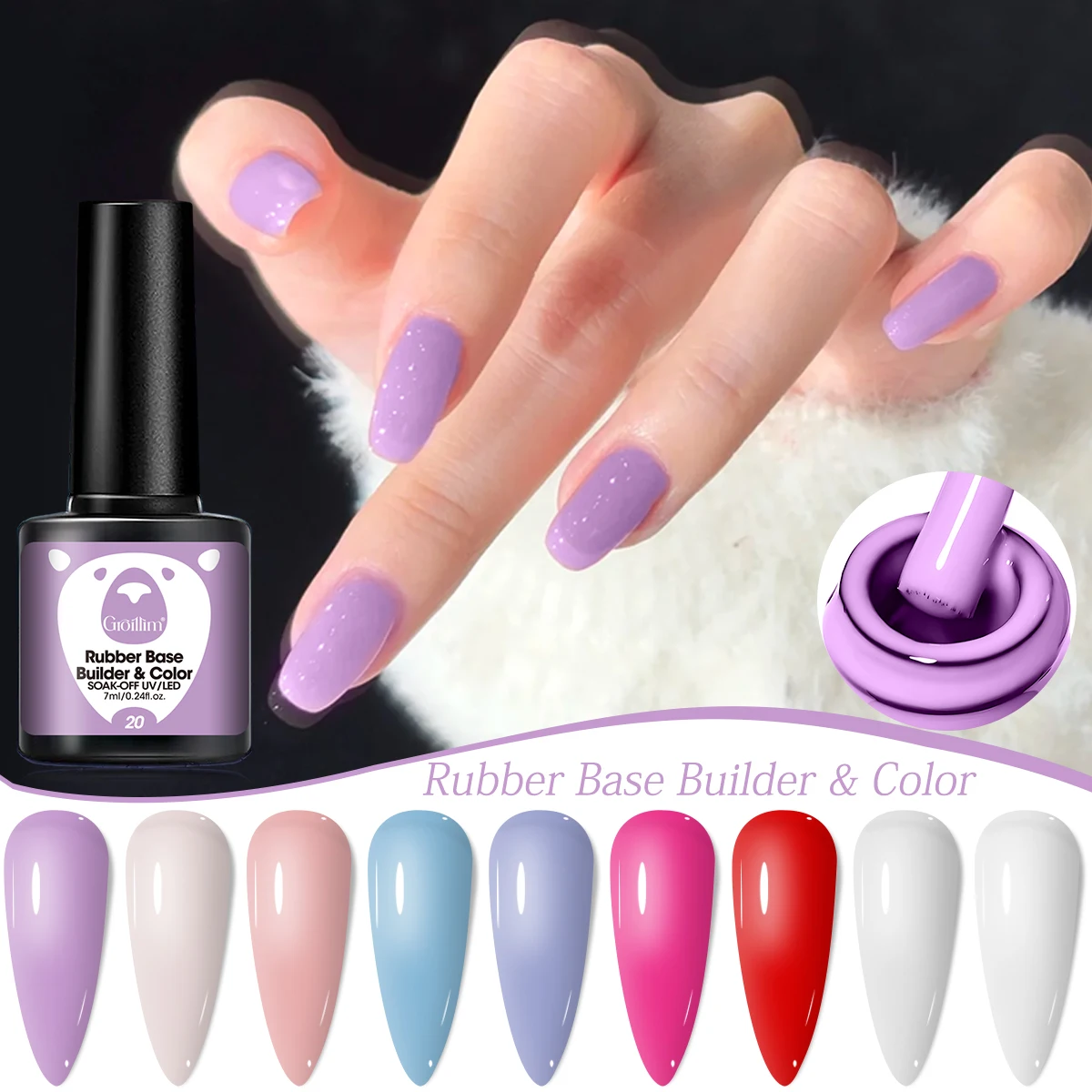 

6-piece nude nail polish set, 0.24 oz each, gentle and bright soak-in LED gel clear coat for nail extensions.