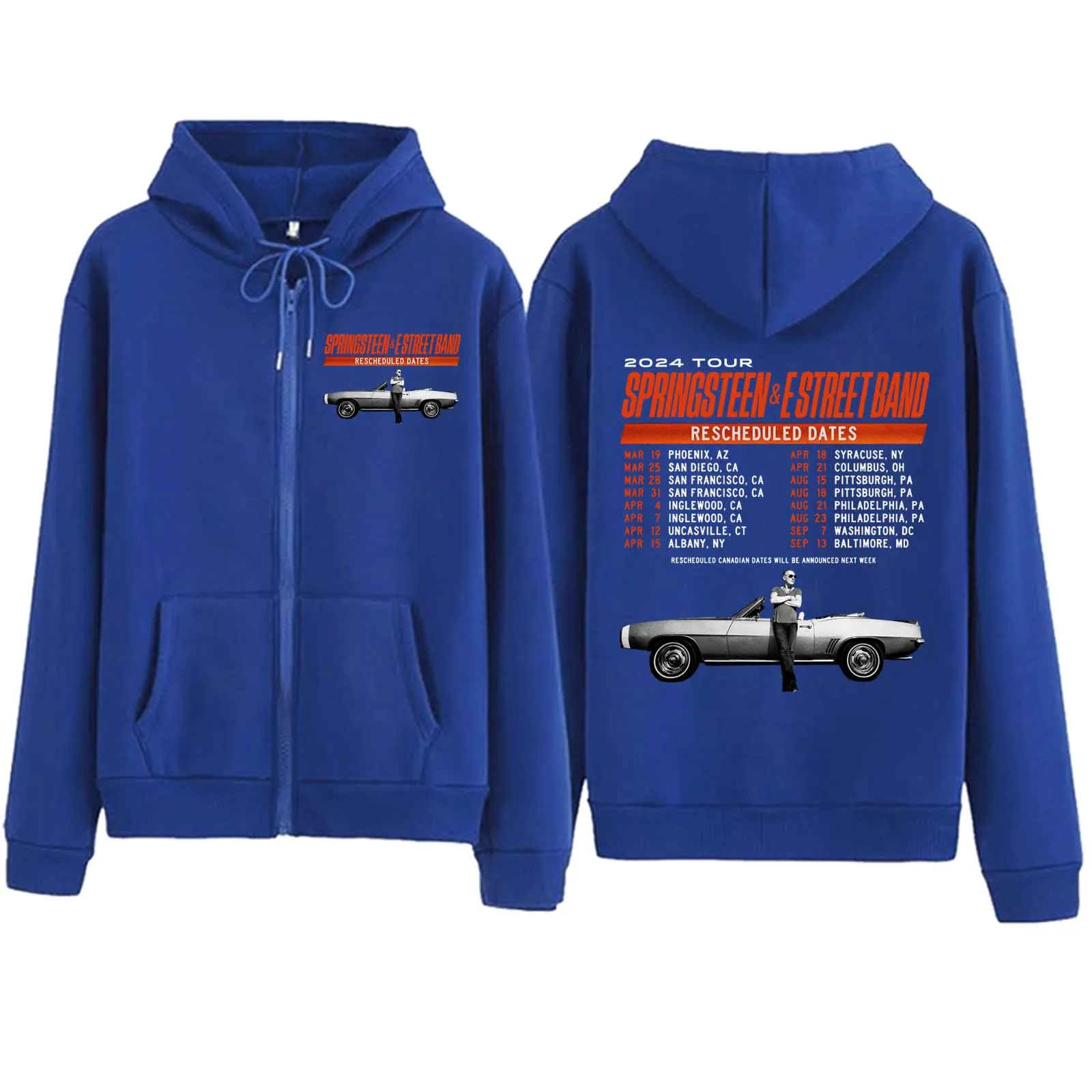 Bruce Springsteen and E Street 2024 Tour Zipper Hoodie Harajuku Pullover Tops Sweatshirt Streetwear Fans Gift Unisex