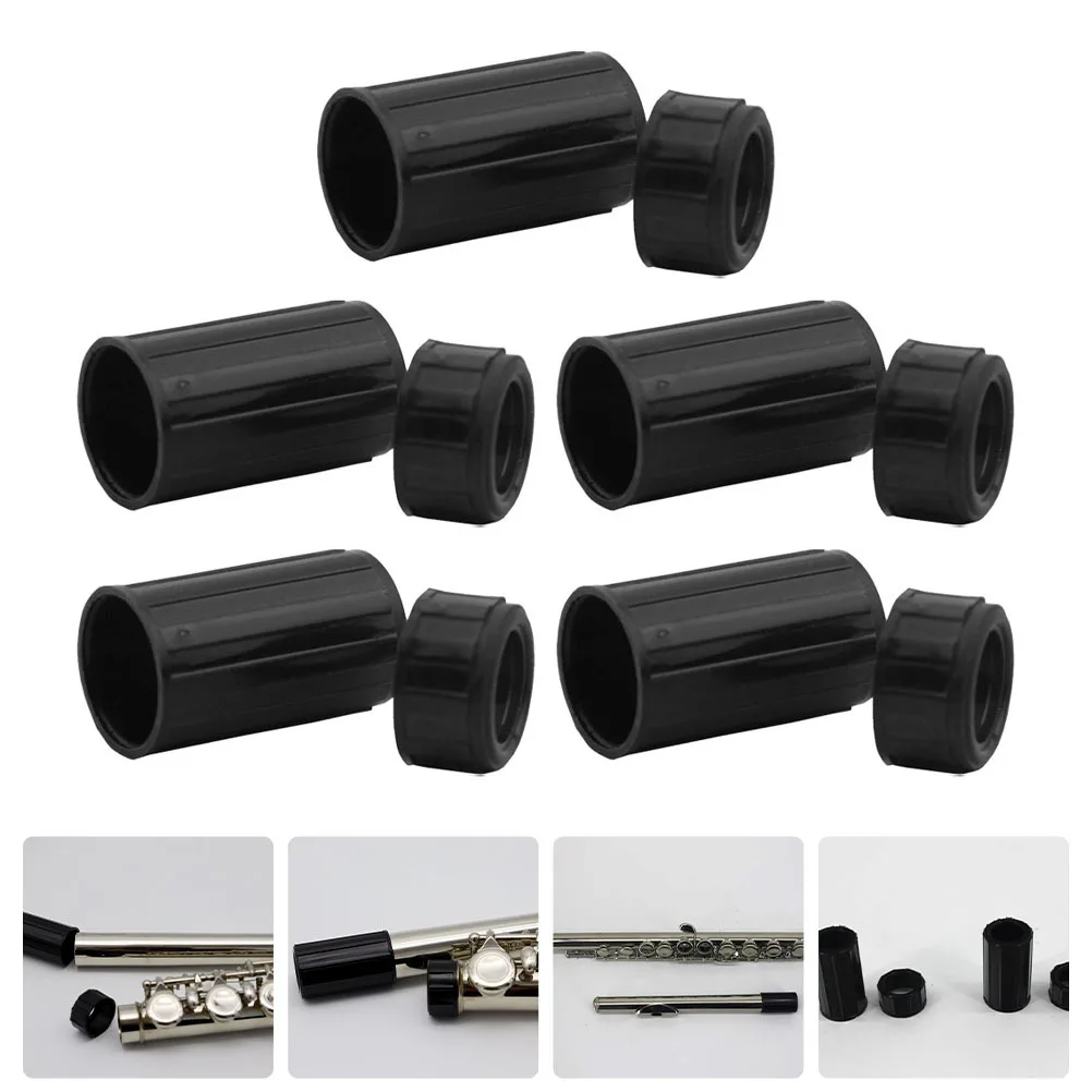 Juego de 5 fundas protectoras para flauta, protección portátil de estilo Simple, funda protectora para interfaz de flauta anticolisión diaria, color negro