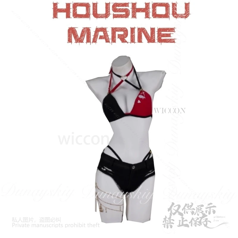 Holo live Gamers Virtual Anchor JP Houshou Marine Cosplay traje de baño de verano con peluca roja larga disfraz de Cosplay de Youtube conjunto completo