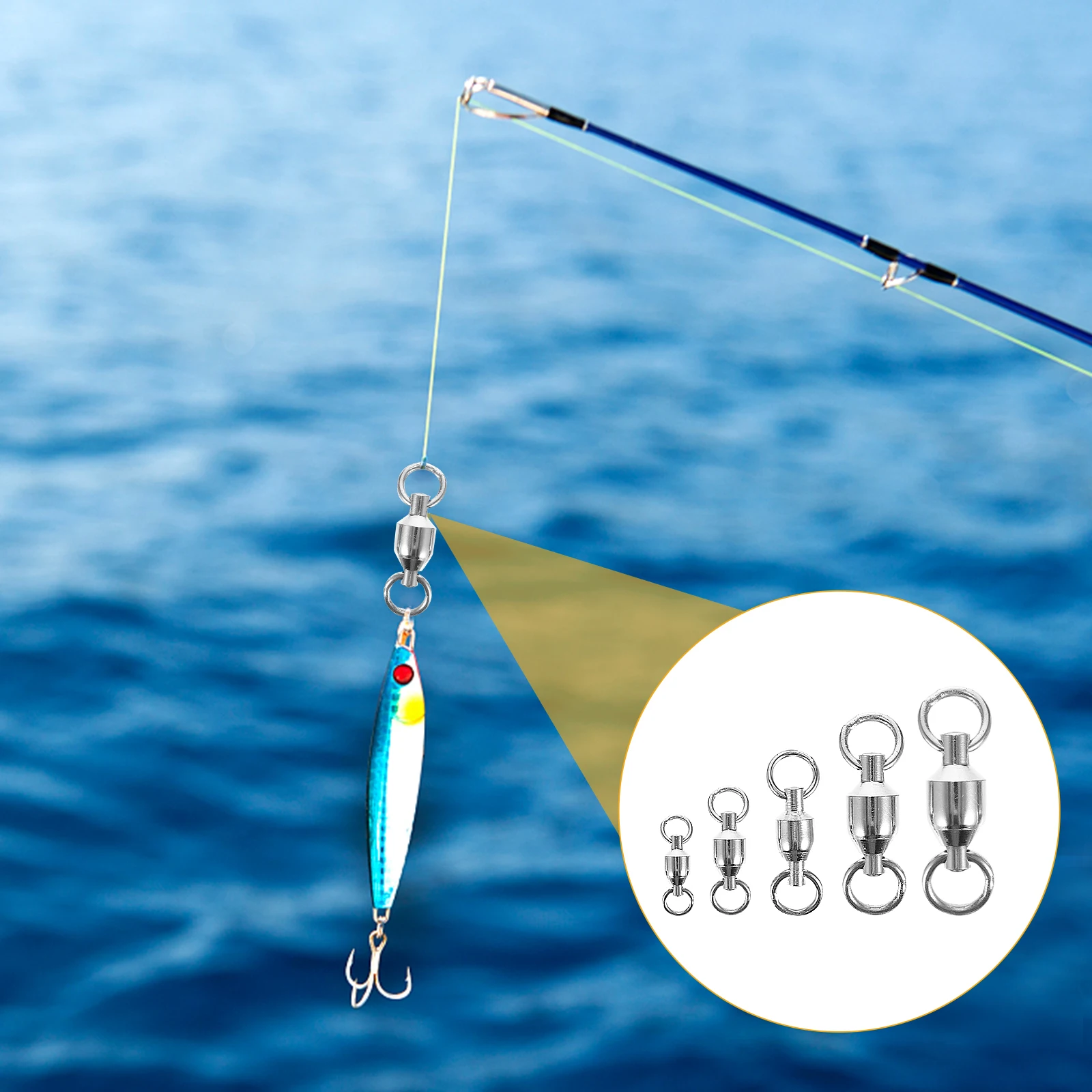

10pcs Stainless Steel Bearing Swivels Barrel Fishing Connector High Strength Flexible Wide Angle Tensile For Freshwater