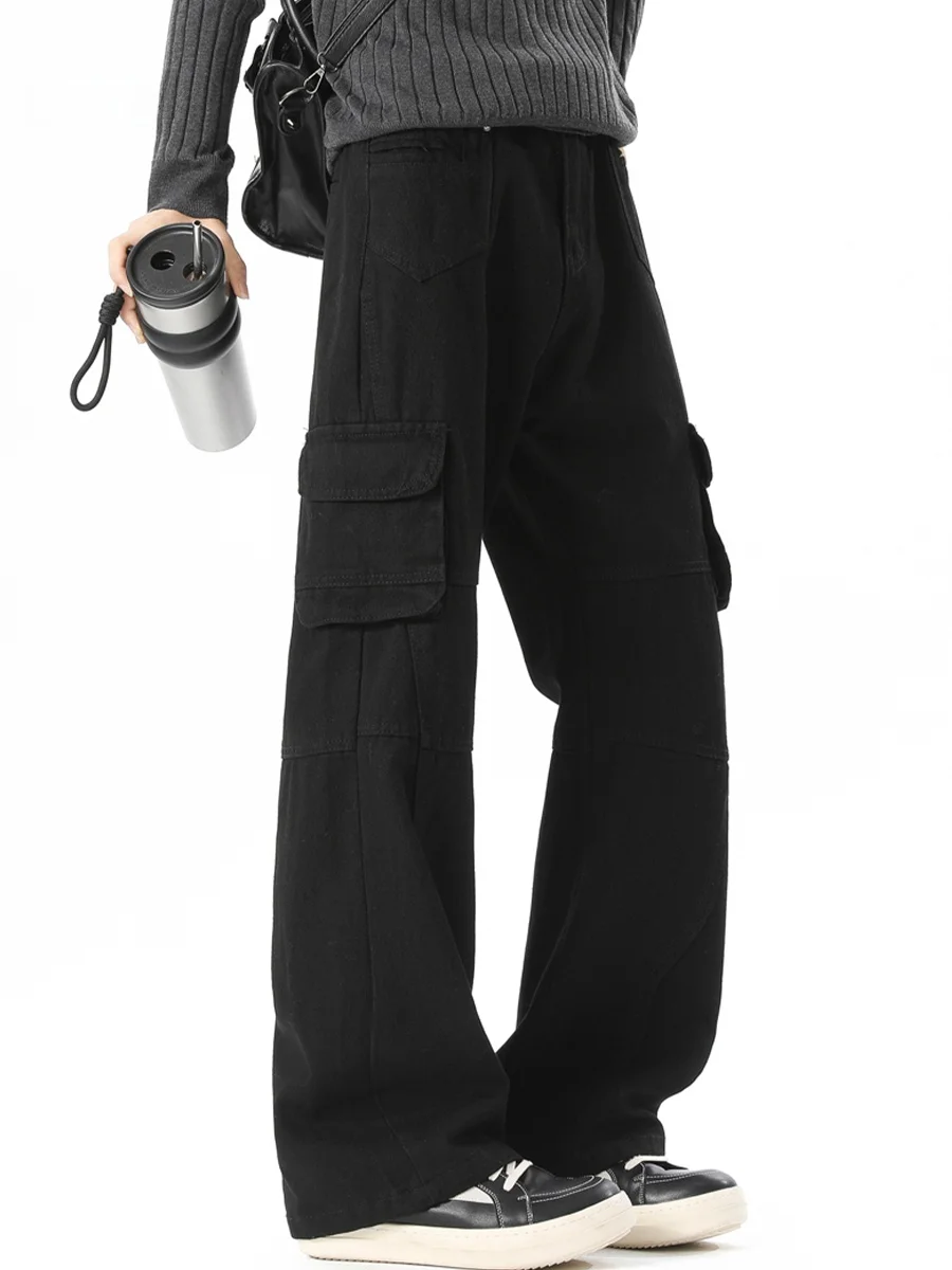 

American Retro Workwear Denim Pants Men's Slim Fit Multi ket Versatile Cleanfit Trendy Long Trousers Autumn Faion