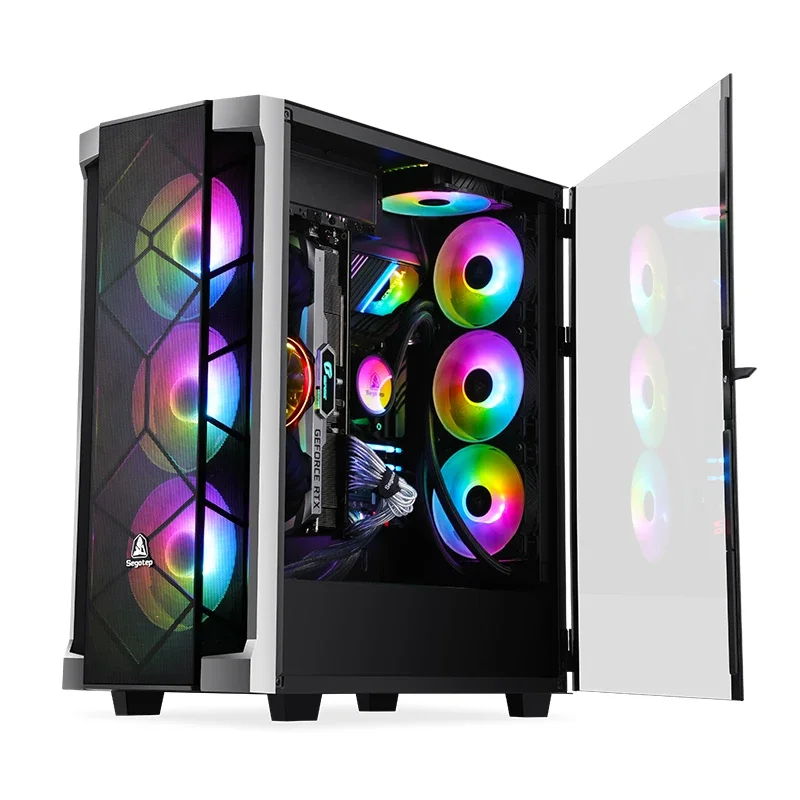 T1 full tower side glass personalized DIY desktop computer chassis ATX back line graphics card vertical chassis