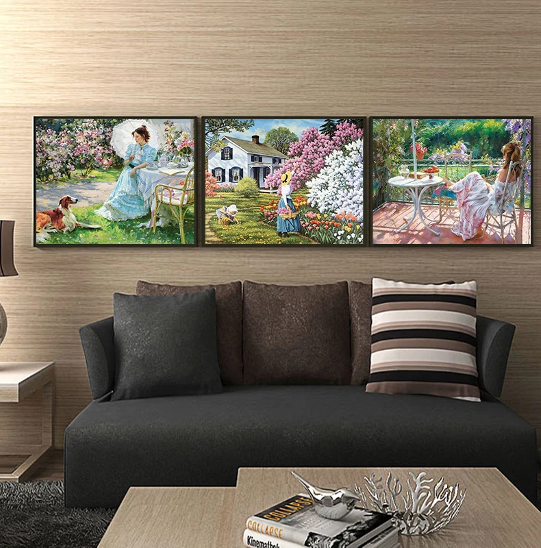 DIY 5D Diamond Painting Full Circle Resin Mosaic Landscape Girly Diamond Embroidery Picture Rhinestone Home Decor Gift