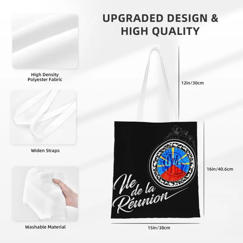 Reunion Island 974ร้านขายของชำถุงช้อปปิ้งแฟชั่นการพิมพ์ Canvas Shopper กระเป๋าสะพายกระเป๋าโท้ทขนาดใหญ่ล้างทำความสะอาดได้กระเป๋าถือ