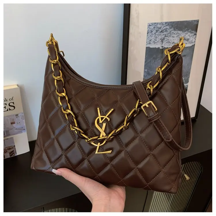 

2025 Trendy French Chain Shoulder Bag for Women - Elegant Crossbody Messenger Purse, Luxury Leather Armpit Bag for Office Chic
