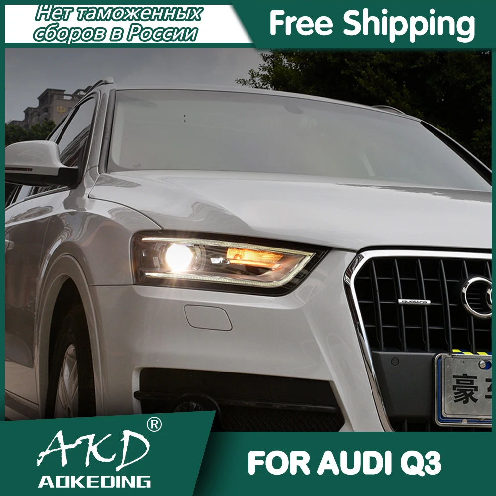 Car For Audi Q3 2012-2015 Headlights DRL Hella LED Bi Xenon Bulb Fog Lights Car Accessory Q3 Head Lamp