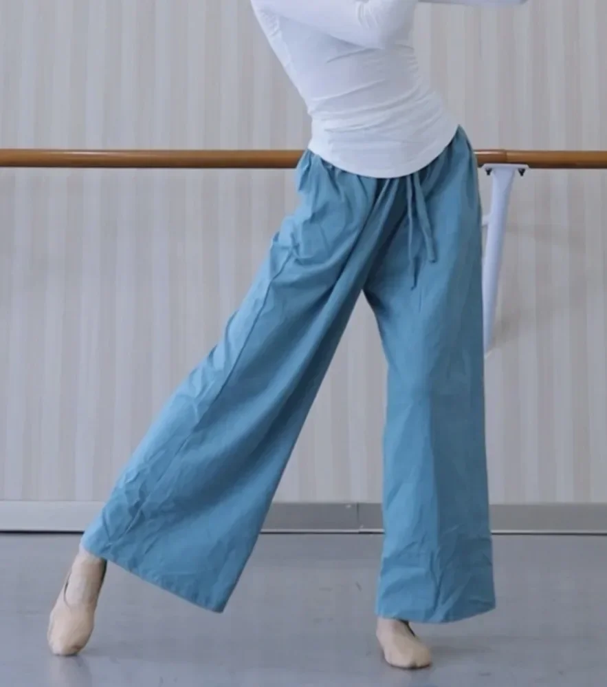 

practice pants cotton men's and women's same style modern dance classical dance Chinese dance body wide leg pants straight