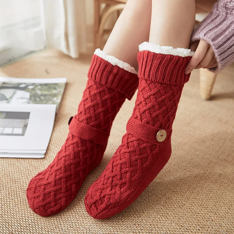 Autumn Winter Fleece Floor Socks Non Slip Indoor Carpet Socks for Adults Warm Snow Socks Home Slipper Socks