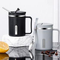 500ml Thermos Coffee Cup With Spoon Stainless Steel Water Cup With Tea Built-in Filter Iced Coffee Mug Double-layer Vacuum Flask
