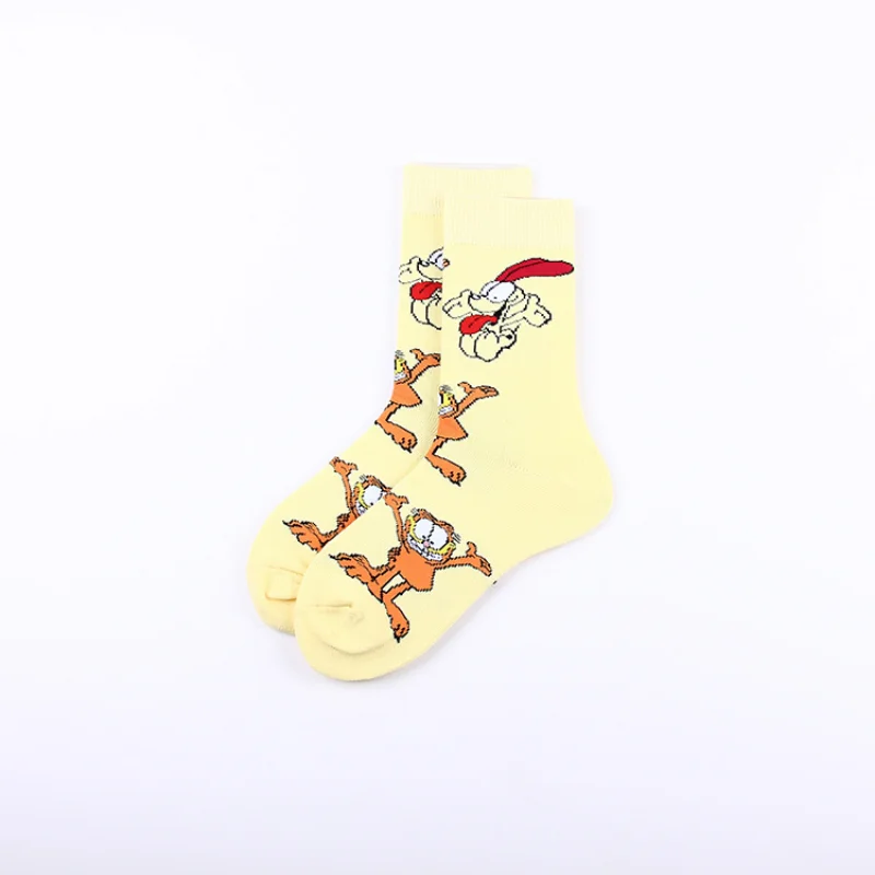 Chaussettes mignonnes en coton pur pour hommes, chaussettes avec motifs de dessins animés, Tube tendance, chaussettes de sport pour adultes, cadeau