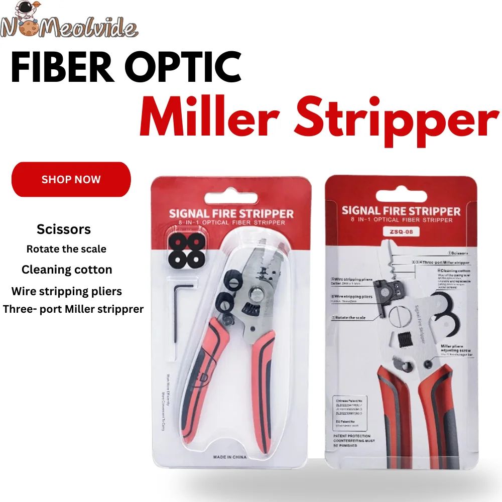 

FTTH 9 In 1 Optical Fiber Three Port Miller Stripper And Scissors Replaceable Cleaning Cotton ZSQ-08