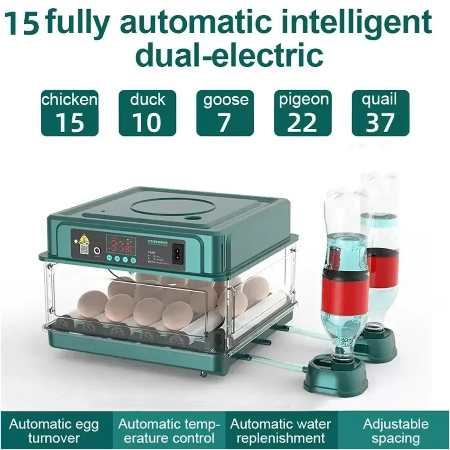 9/15 Eggs Incubator With Drawer Type Mini Egg Incubator With Automatic Water Ionic Waterbed Replenishment And Temperature Contro