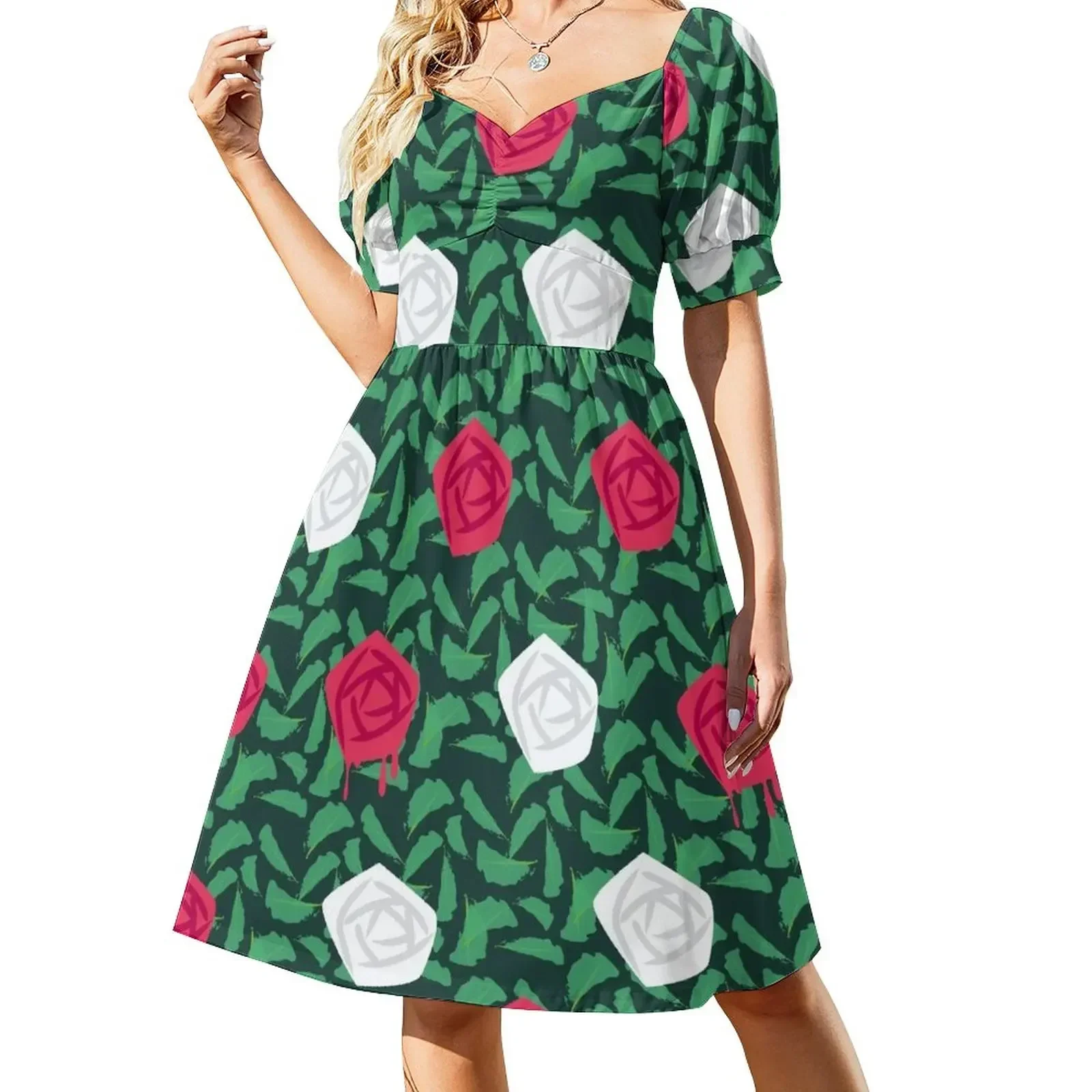 

roses Short-Sleeved Dress dress for woman party dress women elegant luxury