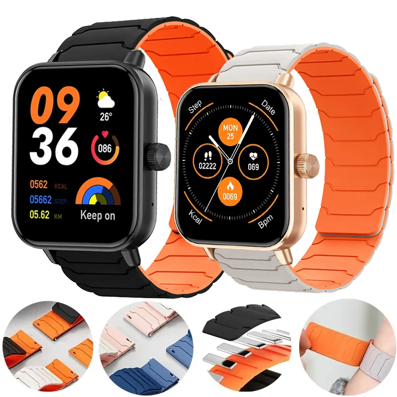 Correa magnética de silicona de 22mm y 20mm para COLMI P81 P76 P73 P28 Plus i28 Ultra Sport, pulsera deportiva para COLMI C8 Max/V75 V73/P86 P82