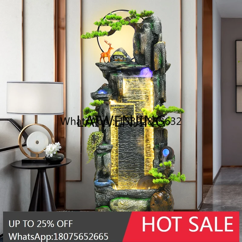 B1 large floor rockery flowing water fountain ornament Shengcai feng shui wheel humidifier decoration