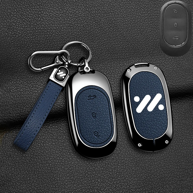 Car Zinc Alloy Leather Remote Smart Control Key Case Cover Holder Chain For IM LS6 L6 Dynamic Auto Interior Accessories