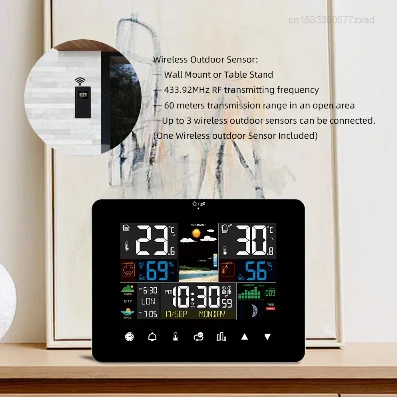 Xiaomi Multi-function Weather Station Alarm Clock Thermometer Hygrometer Touch Screen Wireless Outdoor Indoor Sensor Desk Clock