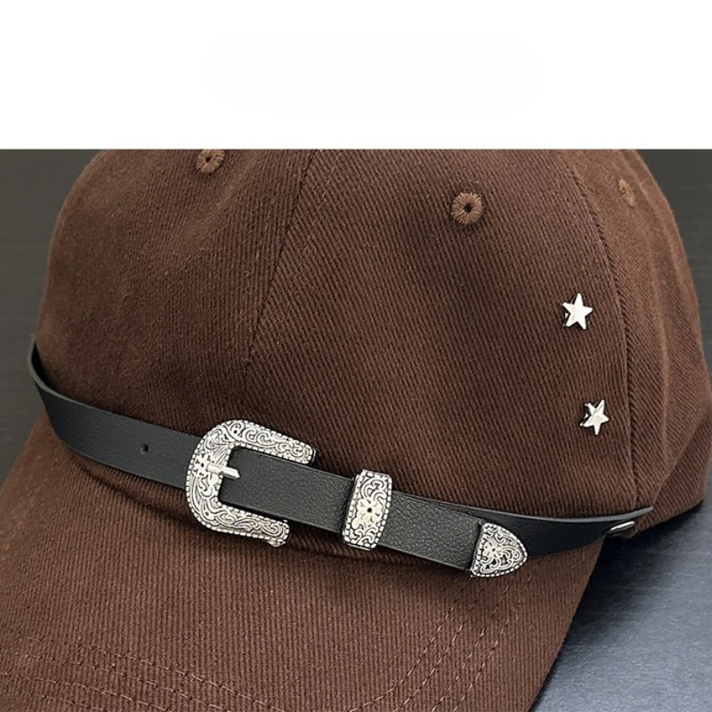 Niche Personality Punk Style Belt Rivet Design Baseball Caps Men and Women Spring and Autumn Street Trend Adjustable Hip Hop Hat 5