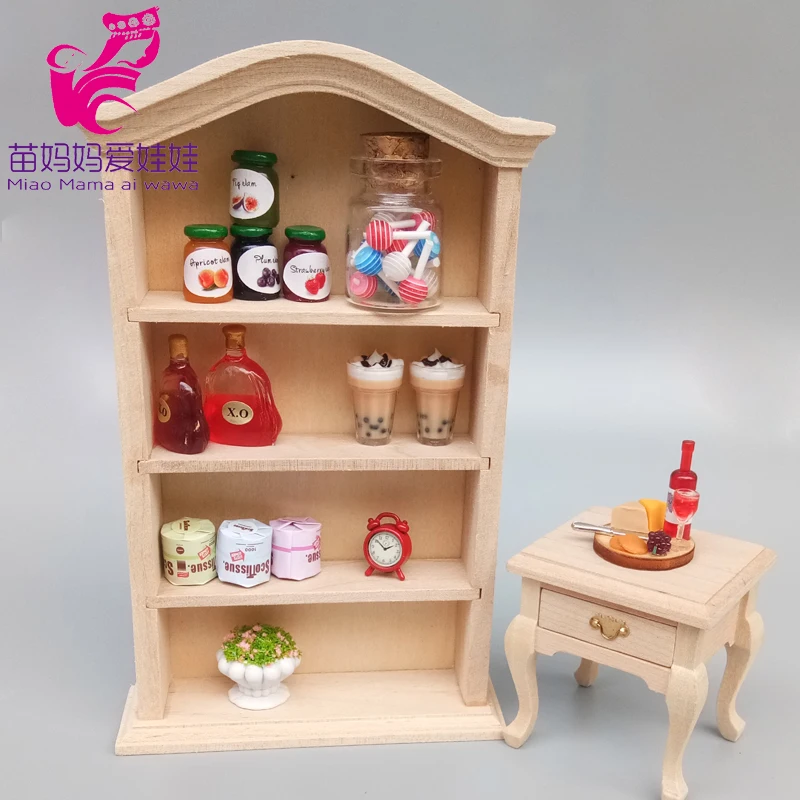 1:12 Doll House Villa Mini Furniture Arc Top Cabinet Wall Cabinet Retro Bookcase bjd doll diy accessories