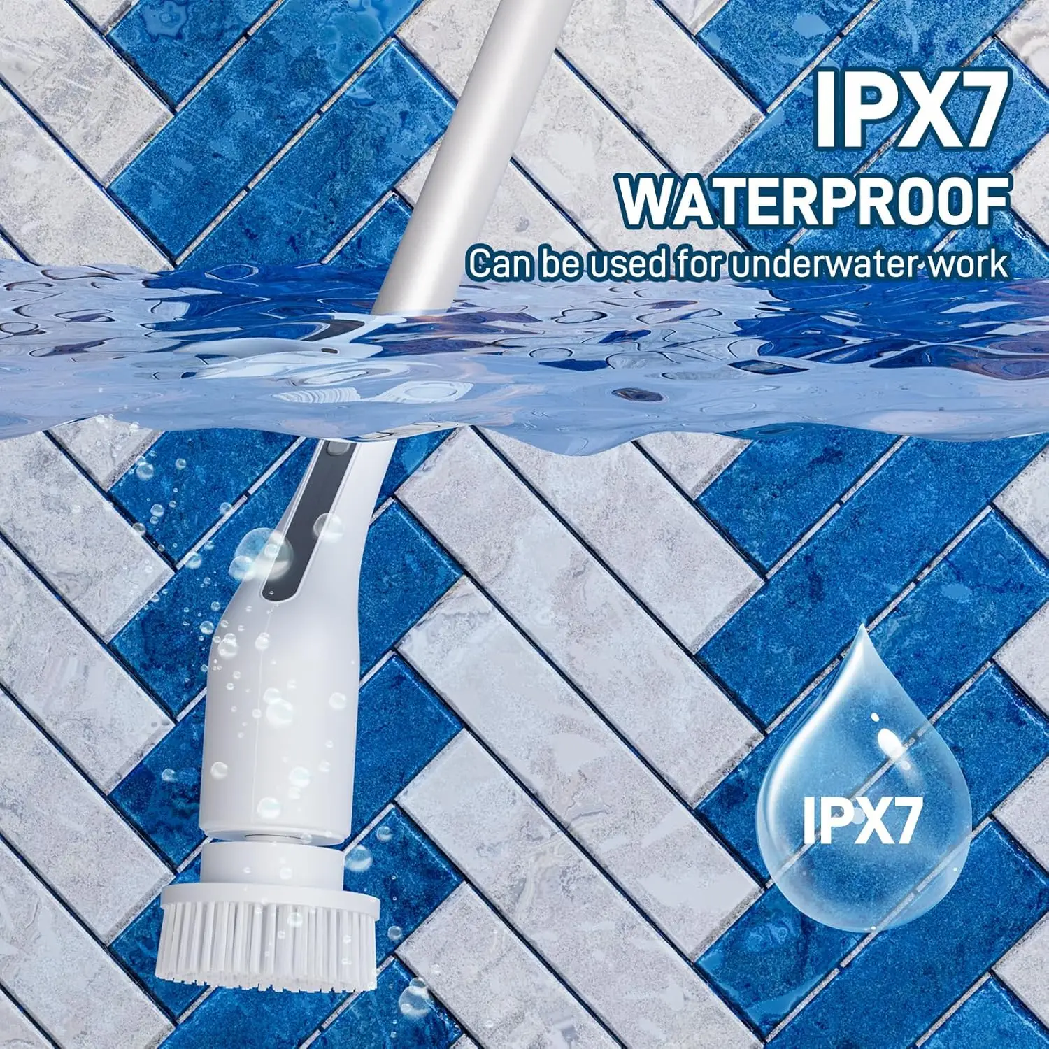 Electric Spin Scrubber - Long Handle Bathroom Cleaner for Tub, Shower, Tile & Grout