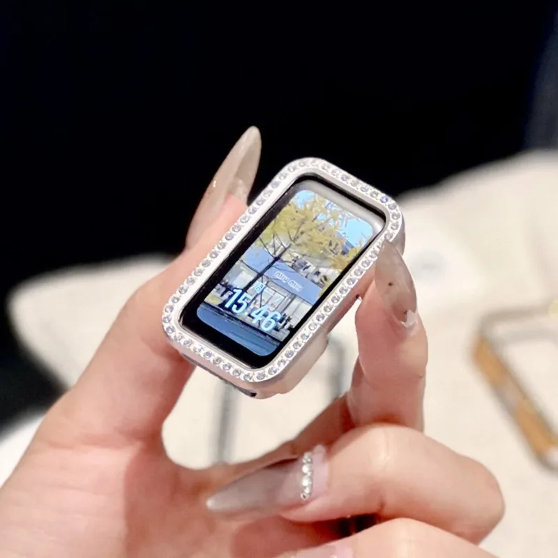 Étui en diamant pour HUAWEI Band 10/9/8, accessoires tout autour, cadre de pare-chocs rigide creux PC, coque pour huawei band10 band9 band8