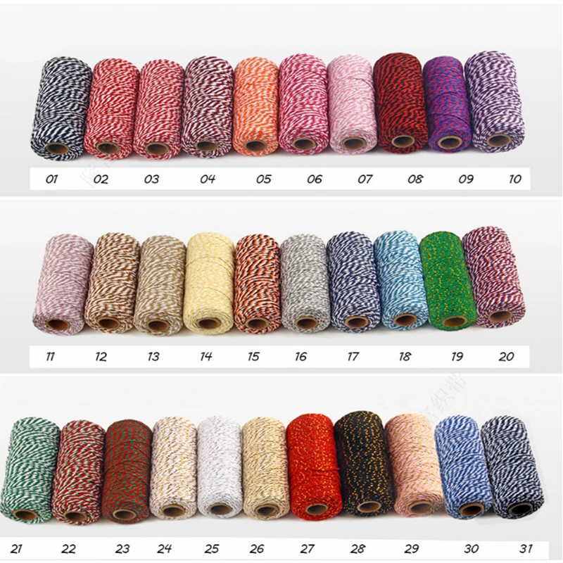 50Pcs 2mm Colourful Cotton Cords Double-color Bakers String Rope Twine DIY Crafts Plant Gift Packing Decor Apparel Wrapping