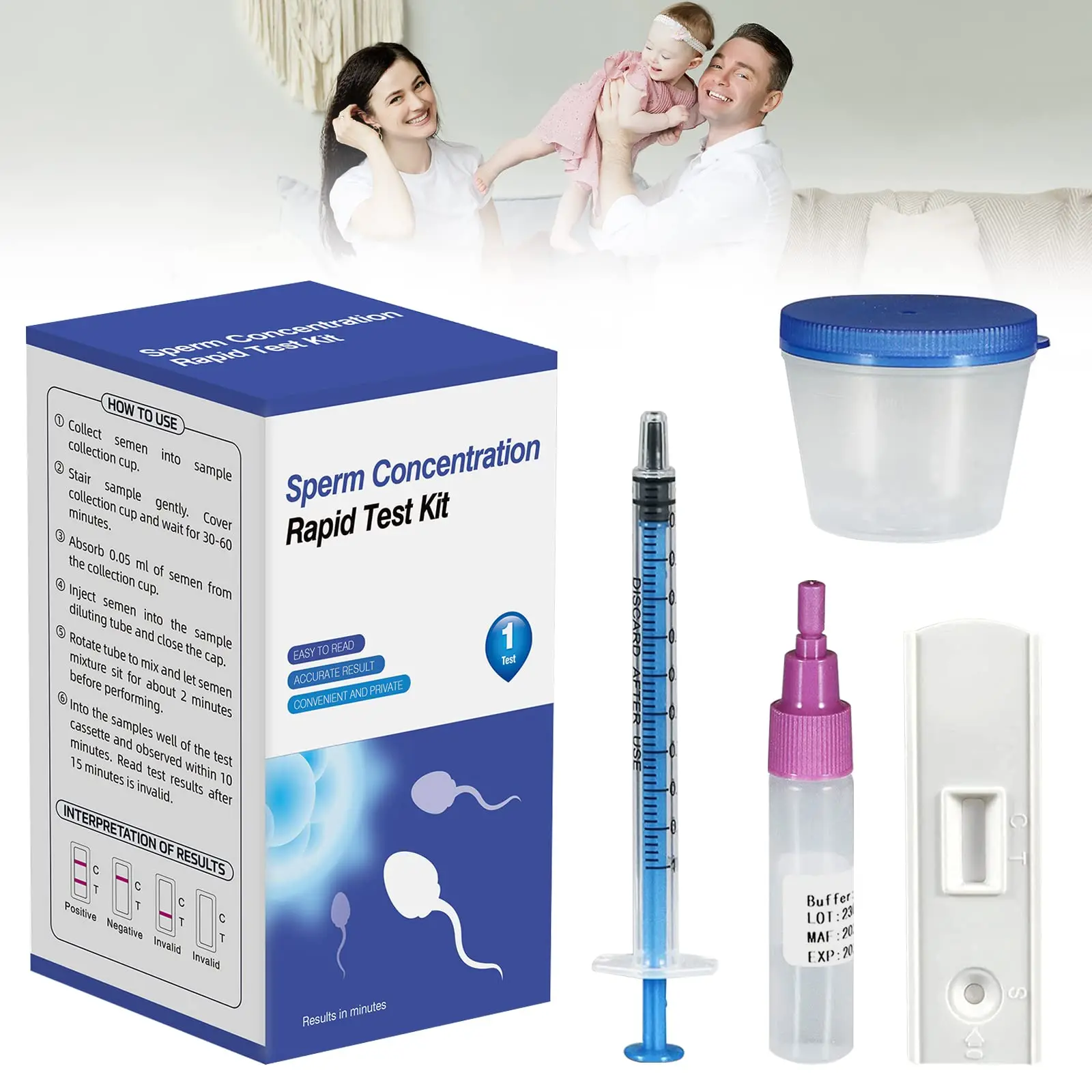 Fertility Home Test Kit for Men- Convenient, Private-Shows NorLow Sperm Count,TrakPlus Male Fertility Testing System, Accurate-