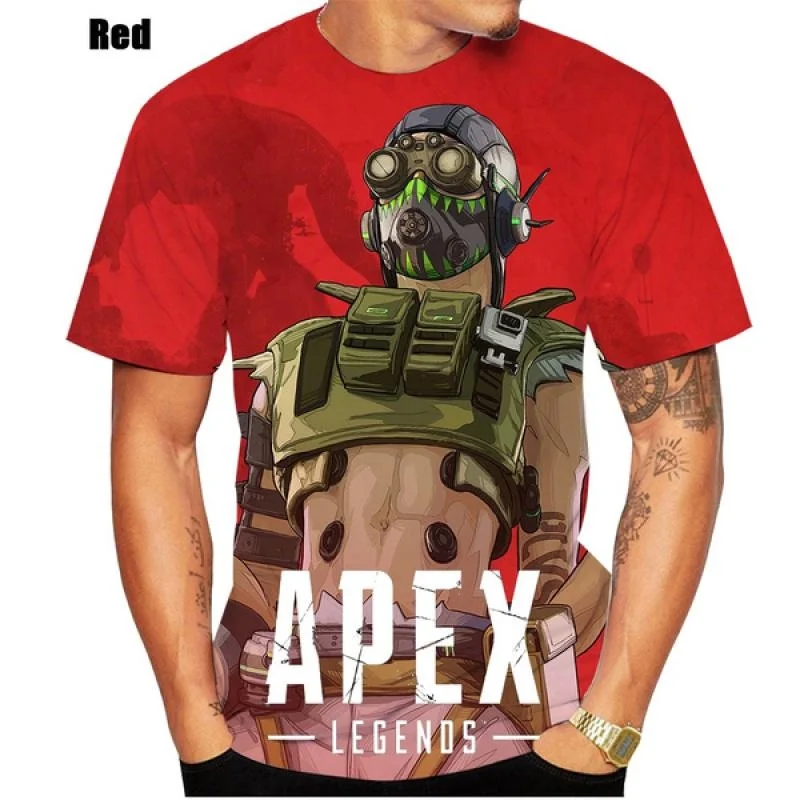 Game Anime Apex Legends Fashion Slim T-shirt 3D Printing T-shirt Short-sleeved T-shirt Round Neck Top Men's Clothing Tops Tees