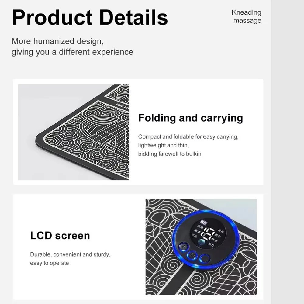 Elektrisch Intelligent 14-niveaus Voetontspanning Massager LCD-scherm 8 modi Oplaadbare draagbare voetpad Cervicale nekmassage-patch
