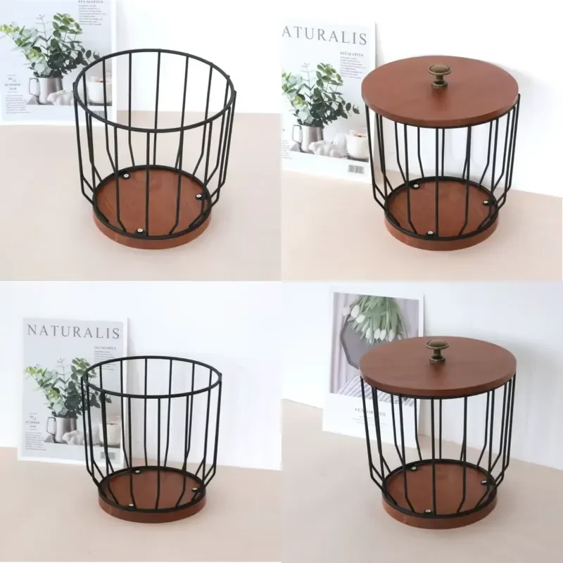 for Coffee Rack with Lid Multifunctional Retro Compartment Miscellaneous Storage Basket Wrought Iron Capsule Holder