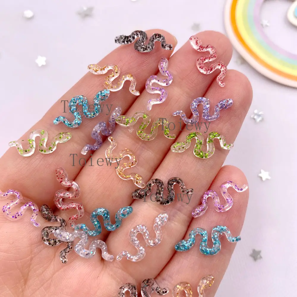 100Pcs Glitter Resin Colorful Mini Sequin Snake Flat back Rhinestone Scrapbook Wedding Decor Crafts DIY Nail Jewelry Accessories