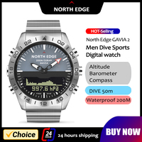 NORTH EDGE Mens Dive Watch Military Army Luxury Full Steel Smartwatch Compass Altimeter Barometer Digital Clock Waterproof 200m