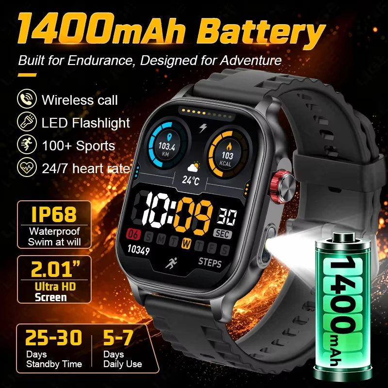 New Smart Watch GPS Track 1400 mAh Men Women 2.1-inch HD Touch Screen IP68 Waterproof Bluetooth Call Smartwatch For IOS Android