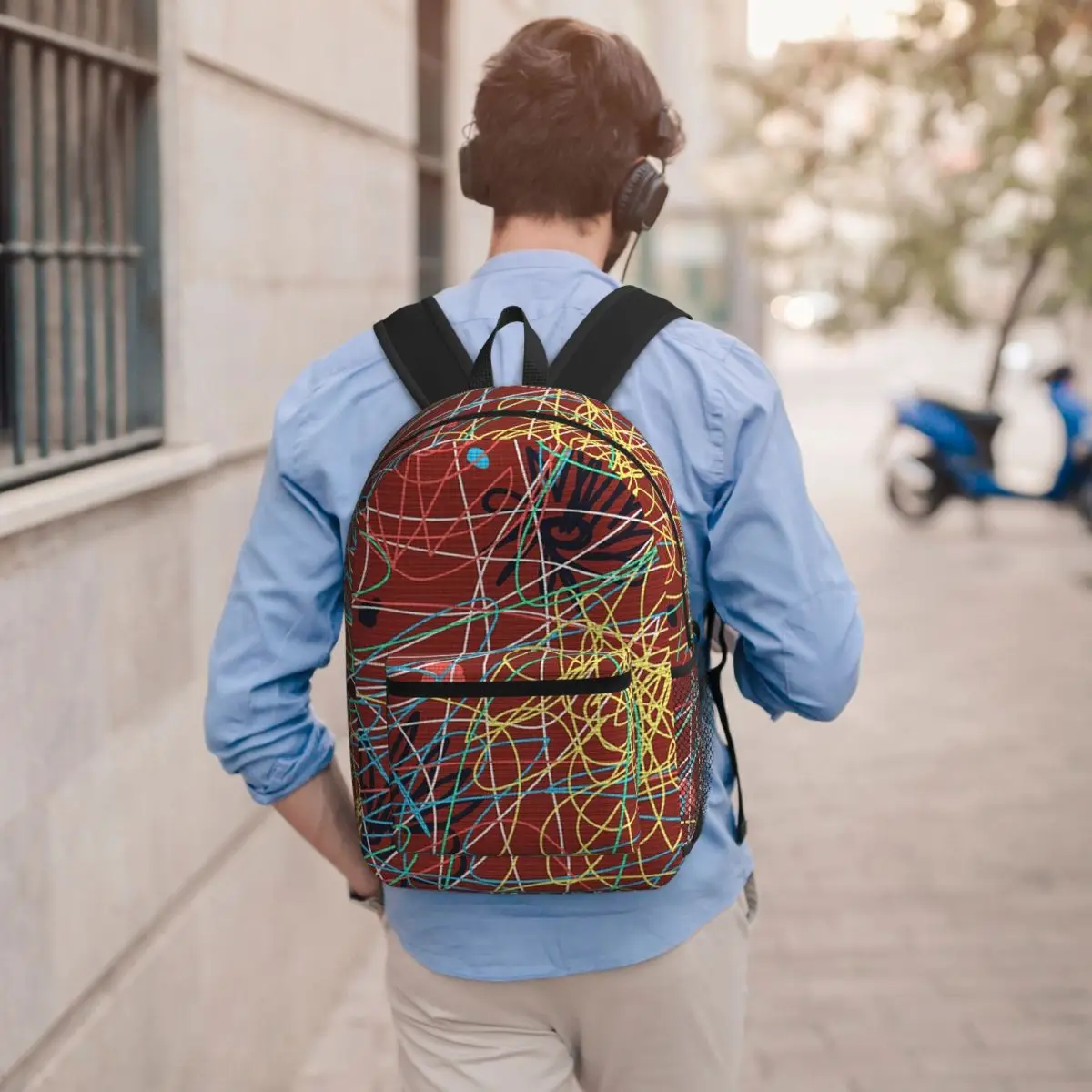 Doodle Lines And Paint Splatter Backpack Student BookBag Kids School Bag Computer Shoulder Bags for Men Women