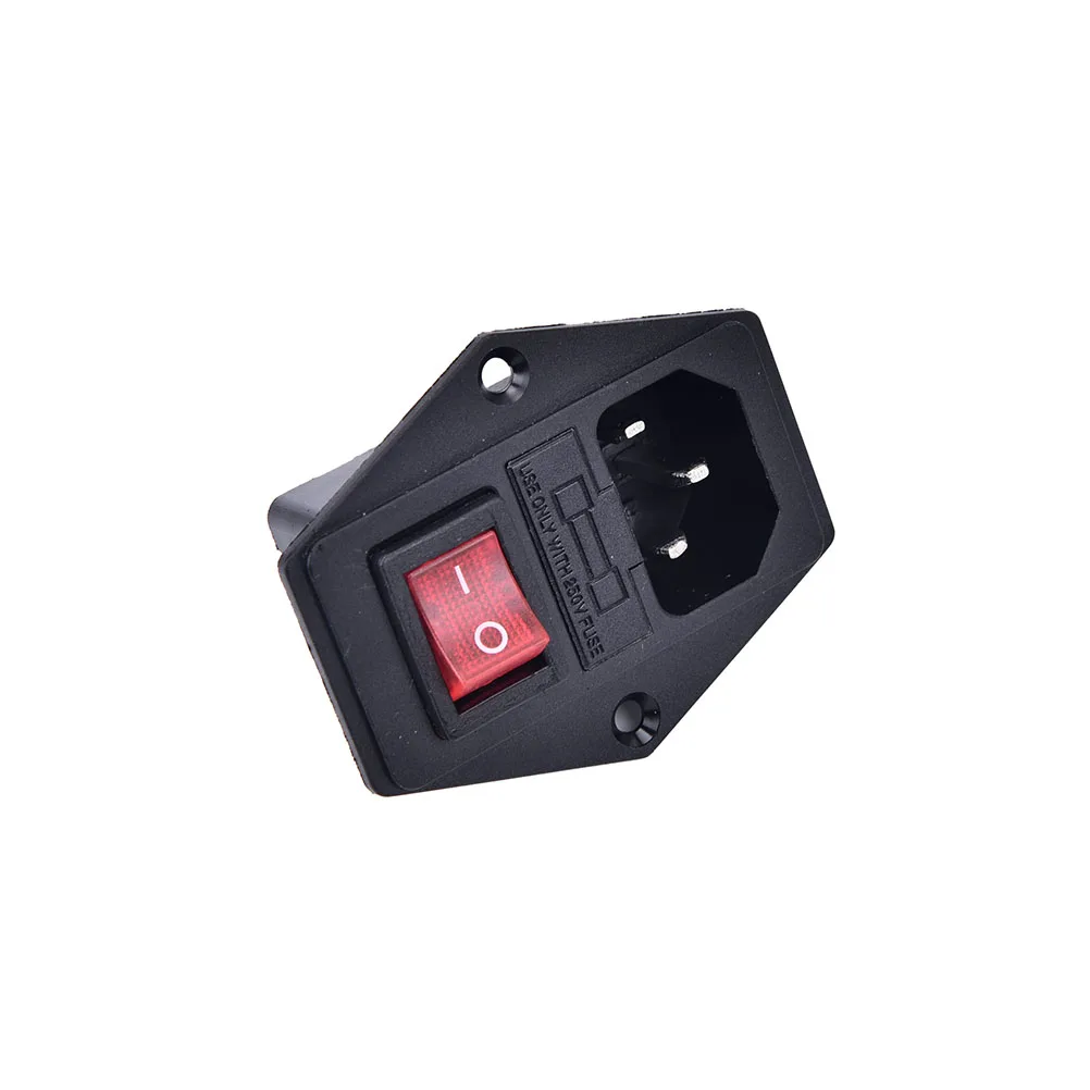 3Pin Iec320 C14 Módulo de entrada Plugue Fusível Interruptor Masculino Tomada de alimentação 10A 250V