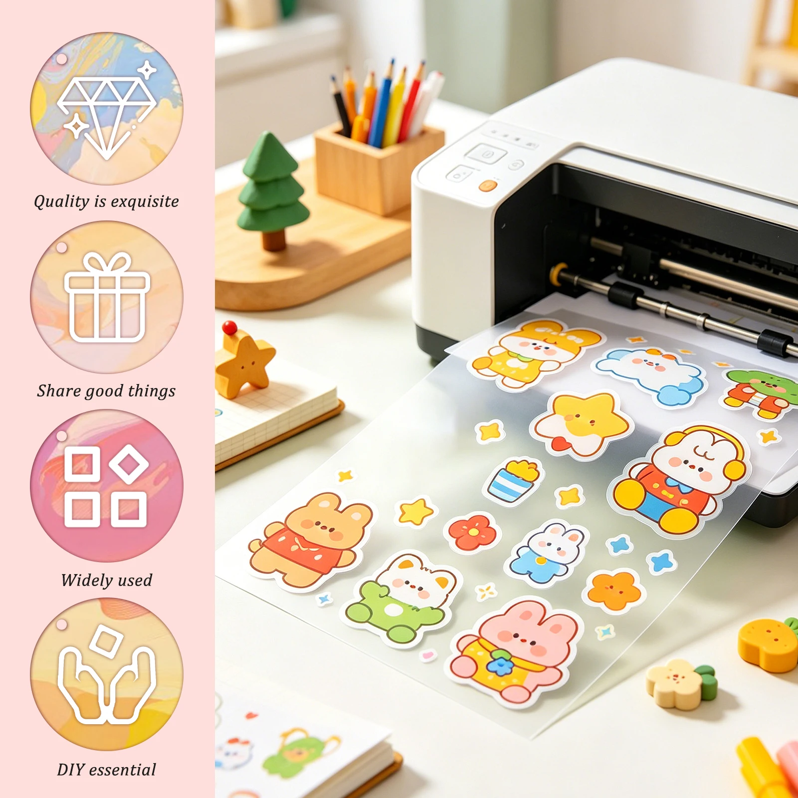 24Pcs Inkjet Shrink Plastic Sheets Printable Shrink Paper Heat Shrinkable Film 5x Thick for DIY Crafts Custom Keychain Making